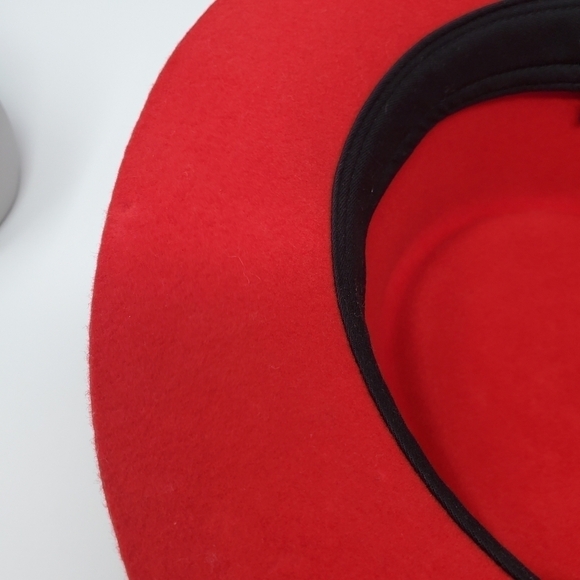 DORFMAN PACIFIC CO. DPC RED HAT 100% WOOL RED RIBBON ACCENT WOMEN SIZE MEDIUM - Picture 11 of 12